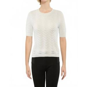 NEW METRIC KNITS jenny pointelle crew in white
